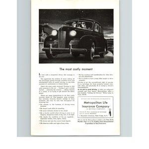 1940 Metropolitan Life Insurance The Most Costly Moment Vintage Print Ad